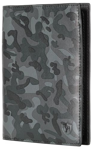 VON HEESEN® Reisepasshülle Leder Etui mit RFID-Schutz - Passhülle Passport Reisepass Mappe Hülle Organizer - Reiseorganizer für Damen & Herren (Camouflage)