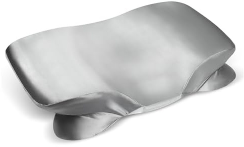 Satén Funda para Almohada de Espuma Viscoelastica, Satin Funda para Almohadas Ergonómico, Suave, con Cremallera Invisible, Color Gris