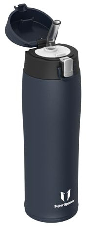 Super Sparrow Edelstahl Trinkflasche mit Strohhalm, Ultraleicht Trinkbecher - 350ml - BPA Frei, Auslaufsicher Trinkflaschen kinder, Wasserflasche für Sport, Reisen, Schule