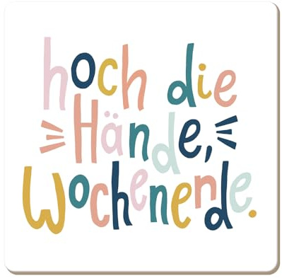 Grafik Werkstatt lustiger Untersetzer aus Kork | Hoch die Hände, Bunt