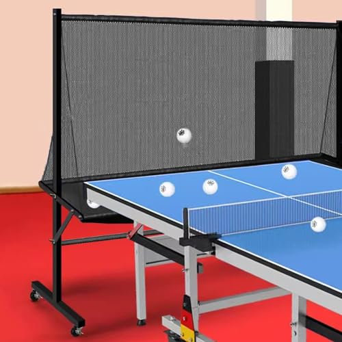 ERRULAN Tischtennisnetze Rollendes Tischtennis-Ballfangnetz, Professionelle Ping Pong Praxis Multi-Ball Trainer Cart Mit Rädern, Indoor Outdoor Bälle Sammeln Boden Stand Sportgeräte