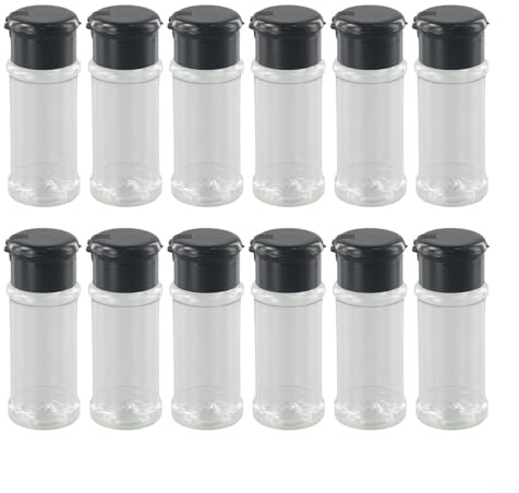 Lot de 12 salières et poivrières en plastique transparent avec couvercle pour épices et assaisonnement pour cuisine, camping
