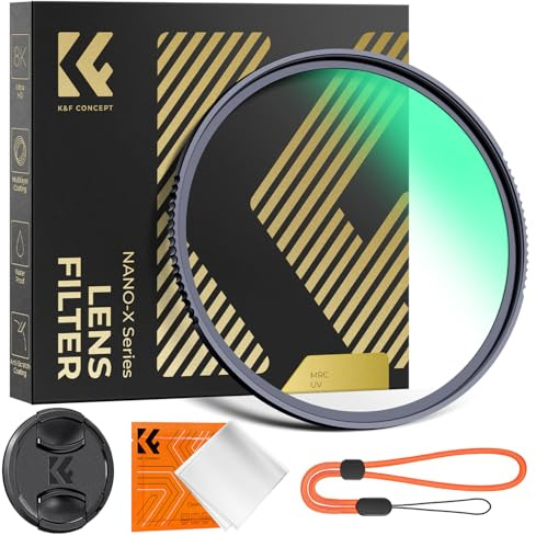 K&F CONCEPT UV Filter 55mm Schutzfilter mit Objektivdeckel, Reinigungstuch | Optikglas mit 28-lagiger Nano-Beschichtung,HD Bild,kratzfest,wasserdicht,Nano-Xcel,FV702