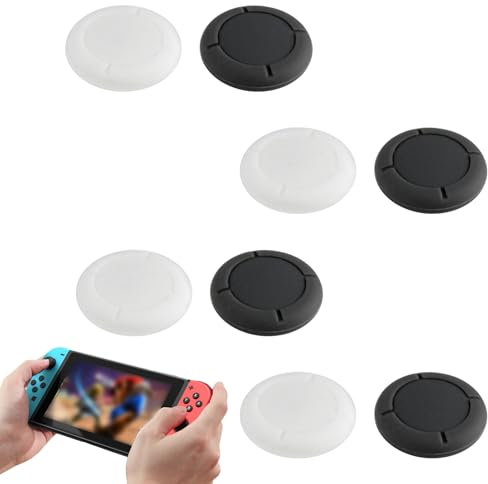 Vidacharmy Capuchons de Joystick de Rechange, 4 Paires Joysticks Capuchons, Capuchon de Stick Analogique pour Nintendo Switch, Switch Lite et Switch OLED - 4 Noir + 4 Blanc