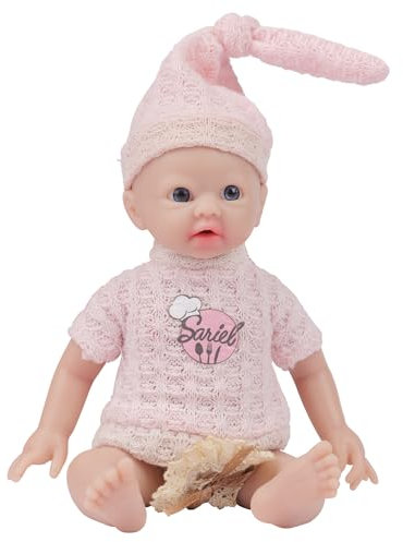 IVITA Full Body Silicone Reborn Baby Doll Newborn Baby Doll Open Mouth Girl (7inch)