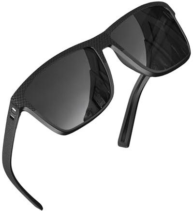 grinderPUNCH Occhiali da Sole Polarizzati da Uomo – Montatura Leggera in TR90, Protezione UV400, Design Quadrato – Ideali per Guida, Pesca e Golf (Nero)