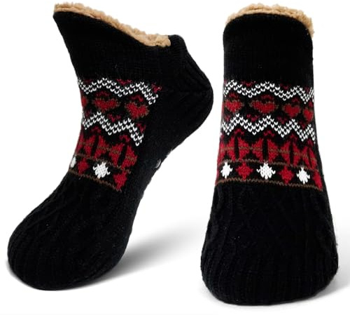 ZAKASA Calze Pantofole Antiscivolo Uomo: Invernali Termica Calzini Morbidi da Casa Caldo Taglia 39-42 Buio 1 Paio