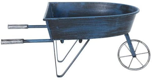 Carretilla de hierro rústico para jardín, para festivales/plantas al aire libre, soporte decorativo para flores y adorno de carro de playa