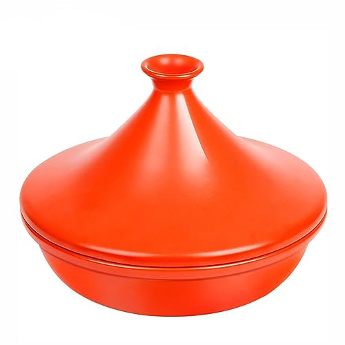 Cazuela de cerámica con Tapa, Olla para tajine, Olla para tajine esmaltada Antiadherente para cocinar mariscos en Olla de cocción Lenta, sartén con Tapa Alta