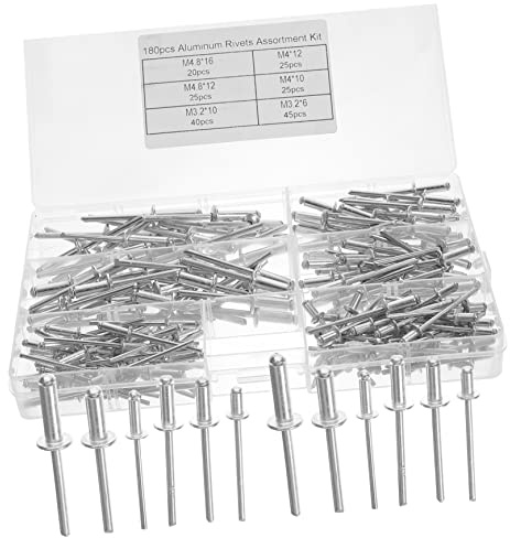 MUCKLILY Assortito Di Rivetti Alluminio Di Rivetti Ciechi Resistente e Leggero Con Scatola Di Immagazzinaggio Per Riparazioni e Fissaggi Interni Ed Esterni