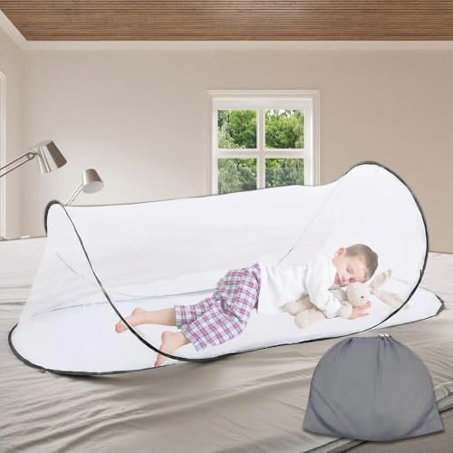 Moskitonetz Pop Up, Moskitonetz Reise, Fliegennetz Bettfür 360° Insektenschutz, Tragbares Reise Insektenschutznetz, Faltbares Schutznetz für Einzelbett, Mosquito Netz Outdoor, 200x100x56cm