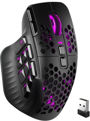 SOLAKAKA SM809 Pro MMO Gaming Mouse with 9 Side Buttons,24000 DPI RGB Mouse for Gamer,16 Programmable Macros MMO Mouse,Black