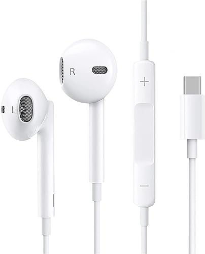 USB C Headphones,In Ear Type C Earphones with Mic & Volume Control,Hi-Fi Stereo Wired Earbuds for Samsung Galaxy S23 S22 S21 A53/54,iPhone 16/16 Pro/15/15 Pro,P40 P30 Mate 20,Google Pixel,Pad Pro 2022