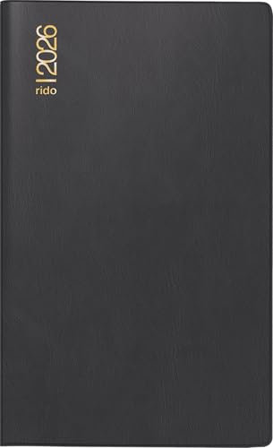 rido/idé Taschenkalender Mod. M-Planer 2026 | A6, Kunststoff, schwarz