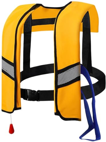 Schwimmwesten, automatisch aufblasend, 150n Nylon, verstellbare Schnalle, Schwimmweste mit reflektierenden Streifen und Pfeife, zusätzlicher Schlauch, tragbare Wassersport-Rettungsweste für Erwac