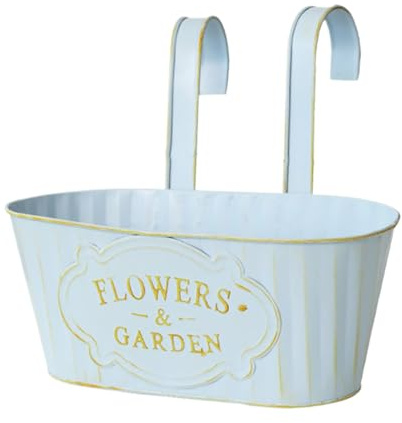 Genérico Blumentöpfe für Geländer, Balkonkasten, Blumenkasten für Geländer, hängende Blumentöpfe aus Metall für den Außenbereich, Blumentöpfe für Terrasse und Balkon
