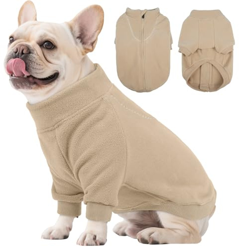 BRKURLEG Hundepullover, Rollkragen, dicke Hunde-Sweatshirts, Fleecepullover, Hunde-Wintermantel für kleine, mittelgroße und große Hunde, warme Haustierpullover mit Reißverschluss, Pulloverjacke mit