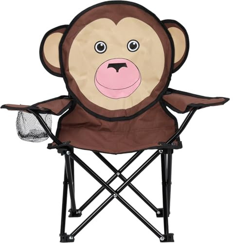 matrasa Campingstuhl für Kinder - Klappstuhl Strandstuhl Gartenstuhl Kinderstuhl - Elefant Frosch AFFE Katze (AFFE (Braun))