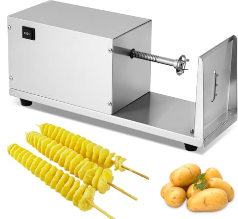 MXBAOHENG Commercial Electric Tornado Potato Slicer for Snack Restaurant | Stainless Steel Hardened Blade Saving Effort Fixed Shaft Non-Slip Uniform Spiral Spacing for Home Commercial Use