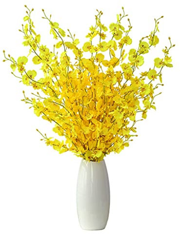 FBANULPEX Fiori Artificiali di Orchidea ，Orchidea Artificial Fiori Finti Fiori Artificiali Fiori Artificiali Fiori Finti con Vaso, Fiori Finti a Stelo Lungo Finti Orchidea di Seta