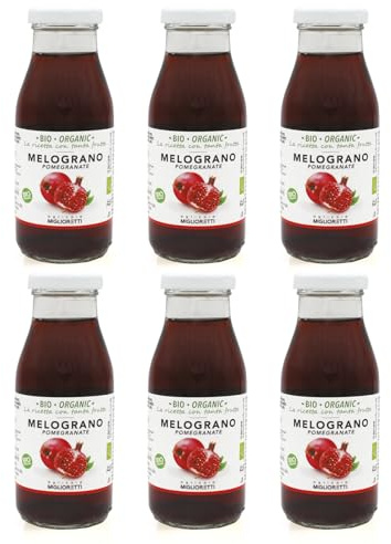 Agricola Miglioretti Succo di melograno 100% Biologico 6X 200ml, Spremuta a Freddo senza Zuccheri Aggiunti - Prodotto Italiano Naturale e Dissetante