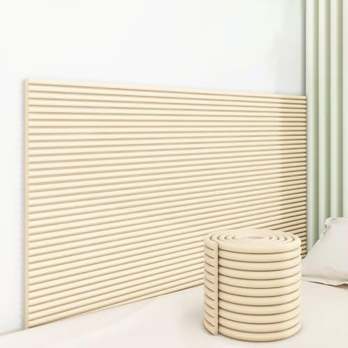Generisch Paneele Wand Selbstklebend Beige, 50×200 cm Wandschutz Kinderzimmer, Verdickt Anti Collision Wandpolster Wasserfest Bett Kopfteil Polster, Schneidbar Selbstklebende Paneele Mehrzweck