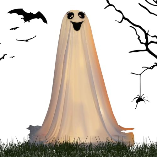 Decoraciones de fantasmas de Halloween, fantasma brillante para exteriores, decoraciones gigantes de Halloween para interiores y exteriores