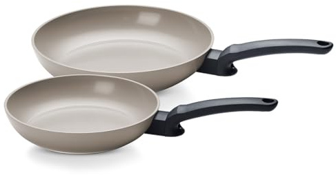 Fissler Ceratal® Evo Classic Pfannen-Set 2-teilig (24 + 28 cm, Warmgrau) – Made in Germany, Keramikpfannen hergestellt ohne PFAS/PTFE, CookStar® Boden