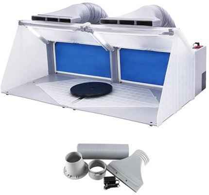 Airbrush Spray Booth Kit with LED Lighting and Filter - 96x46x38cm Model Spray Painting Workbench and Fan