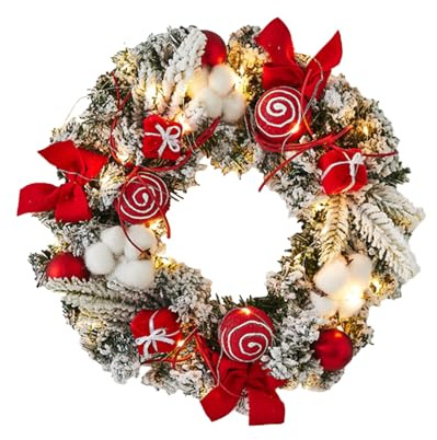 LED Weihnachtskranz mit Timer - 30 cm Batteriebetriebene Beleuchtung für Tür, Wand & Fenster - Wasserdicht für Innen & Außen - Deko für Haus, Büro und Weihnachtsfeier
