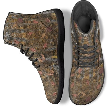 Binienty Bottes de randonnée pieds nus unisexes pour homme et femme - Bout large zéro chute - Soutien de la cheville pour la chasse, le camping, la course à pied, Arbre forestier de chasse, 37 EU
