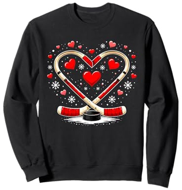 Bastoni da Hockey a Forma di Cuore, per San Valentino, per Uomini e Donne Felpa