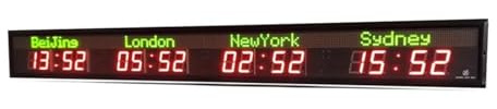 Horloge mondiale à affichage numérique LED, 2.3 pouces, 4 districts, horloge mondiale multi-fuseaux horaires for les entreprises multinationales Modes multiples
