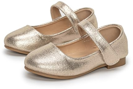 Generisch Mary Jane - Zapatos de noche para niña, bailarinas de princesa, zapatos planos para fiestas de bebé, zapatos escolares para ocasiones festivas, dorado, 26 EU