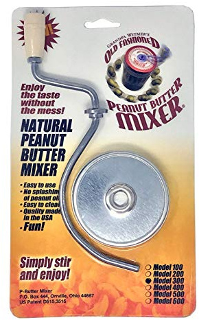 Grandpa Witmer's XL Old Fashioned Natural Peanut Butter Mixer, Model 300, For 16-Ounce Jars, 2.75-Inch Lids - Made in USA, BPA-Free, Self-Cleaning, Mess-Free Oil Stirring