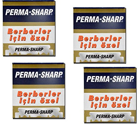 Perma Sharp Rasierklingen, 4 x 100 Stück, für Rasur und andere Schneidetechniken, 400 Stück, für Herren, Erwachsene, Uni, für alle Hauttypen