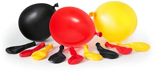 Premium Luftballons Fussballdeko - Made in DE - 100% Naturlatex & 100% biologisch abbaubar - 15 Stück -Ballons als Fanartikel, Fußball, Länder - für Helium geeignet - twist4® (schwarz/rot/gelb, 15)