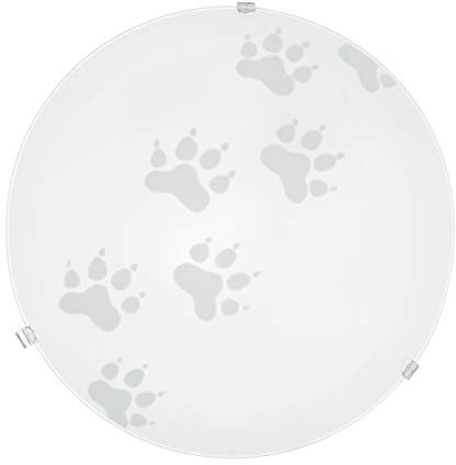 Eglo Plafoniera Mars Lampada da Parete, Motivo Zampa, Attacco E27. in Acciaio, Bianco, Vetro Bianco Satinato