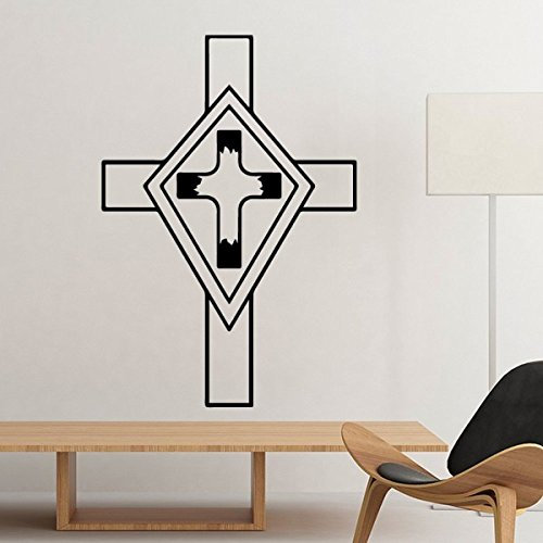 DIYthinker Religion Kirche Heiliges Christentum Glaube Schwarze Kreuz Kultur Design Kunst Illustration Muster Silhouette entfernbarer Wand-Aufkleber-Kunst-Abziehbilder Wand- 40cm Marine Blau