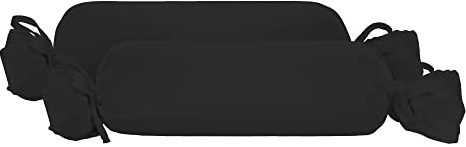 biberna Nackenrollenbezug Kissenbezug 15x40 cm, 2er Set schwarz | Jersey Baumwolle | Reißverschluss | weich & bügelleicht | Oeko-TEX Standard 100 | Doppelpack | Modell 0077144