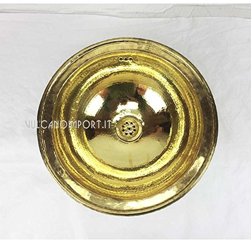Lavabo marroquí (latón martillado dimensiones cm D 36,5 x 15,5 H completamente hecho a mano.