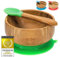 all Kids United® Baby Breischale Bambusschüssel Kindergeschirr - Brei-Schüssel Bambus-schale mit Saugnapf (Grün)