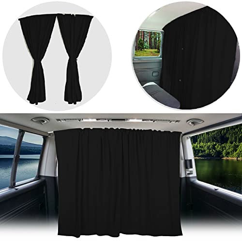 BREMER SITZBEZÜGE Abtrennung Fahrerhaus Sonnenschutz Führerhaus Gardinen Vorhang kompatibel mit VW T5 T6 T6.1 Multivan Transporter Caravelle Schwarz Camping Wohnmobil Zubehör