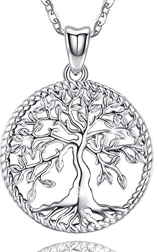 Friggem Tree of Life Necklace for Women, 925 Sterling Silver Pendant, Family Tree of Life Pendant Jewellery Gift for Women Girls Girlfriend Mom Wife