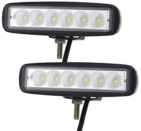Willpower 2 st 15,24 cm (6 tum) 18 W, LED-arbetslampa, strålkastare, LED-ljusskena, enkel rad för LED-skena på 12 V 24 V, vattentät belysning för terrängkörning, dimljus för lastbil, bil, fyrhjulsdriven bil, ATV, terränggående fordon, stadsjeep, båt och motorcykel