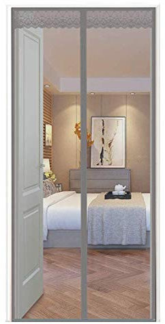 CHENG Fliegenschutz Schiebetür 110x200cm, Automatisches Schließen Insektenschutz für, Insektenschutz, Klebemontage Ohne Bohren, für Flure/Türen - Grau