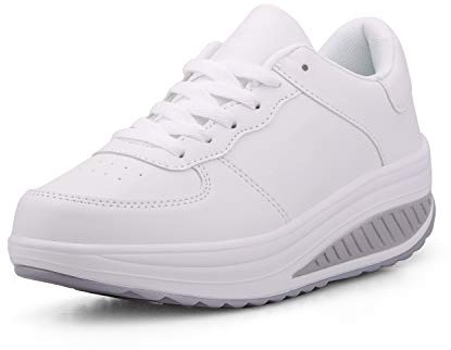 Mujer Adelgazar Zapatos Sneakers para Caminar Zapatillas Aptitud Cuña Plateadoforma Zapatos