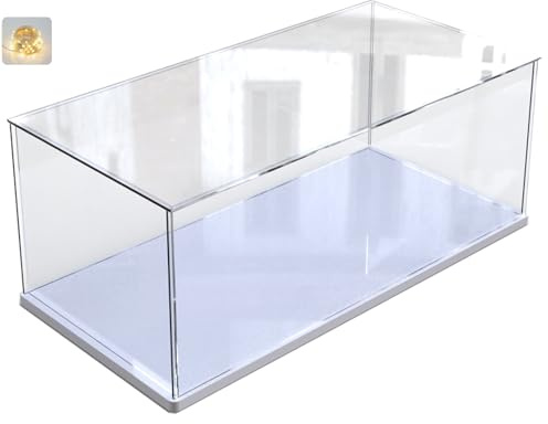 Acryl Vitrine Schaukasten Acrylbox Transparent für LEGO 10330 10337 10353 43268 76450 42176 42160 10300 75435 10295 76451, Glasvitrine für Figuren Modellautos Sammlerstücke, Weiß Innen 40x20x20cm