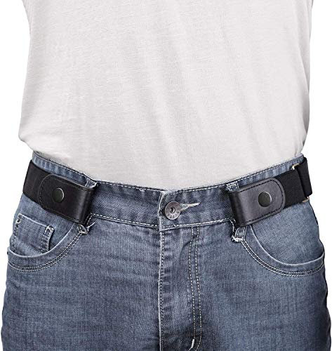 WERFORU No Buckle Belt - Men's Elasticated, Adjustable Waist Belt - Black