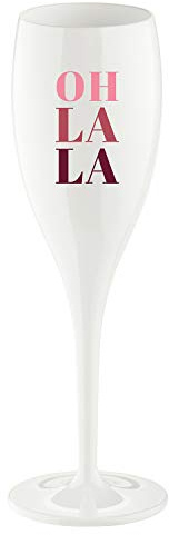 Koziol Glas mit Spruch CHEERS No. 1, bruchsicheres und stoßfestes Sektglas, aus thermoplastischem Material, isoliert 4x besser als Glas, 100 ml, 1 Stück